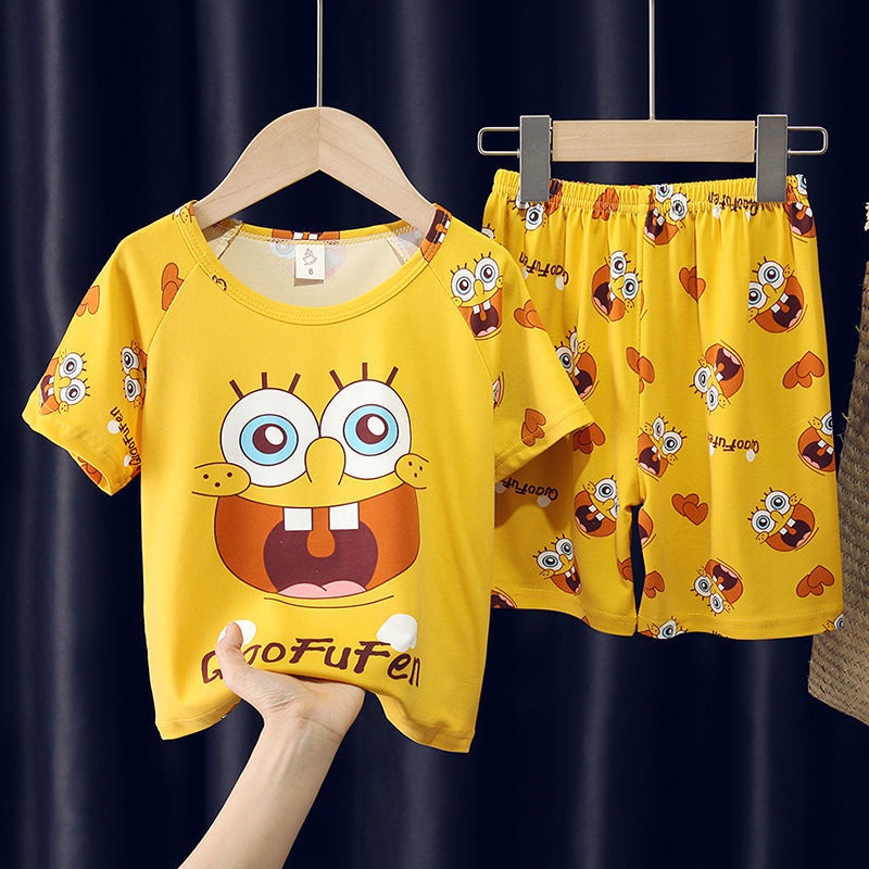 Set đồ ngủ gồm áo thun tay ngắn in hình pikachu + quần đùi kiểu hoạt hình đáng yêu dành cho bé