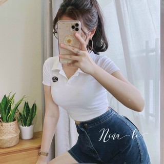 Áo croptop cổ bẻ