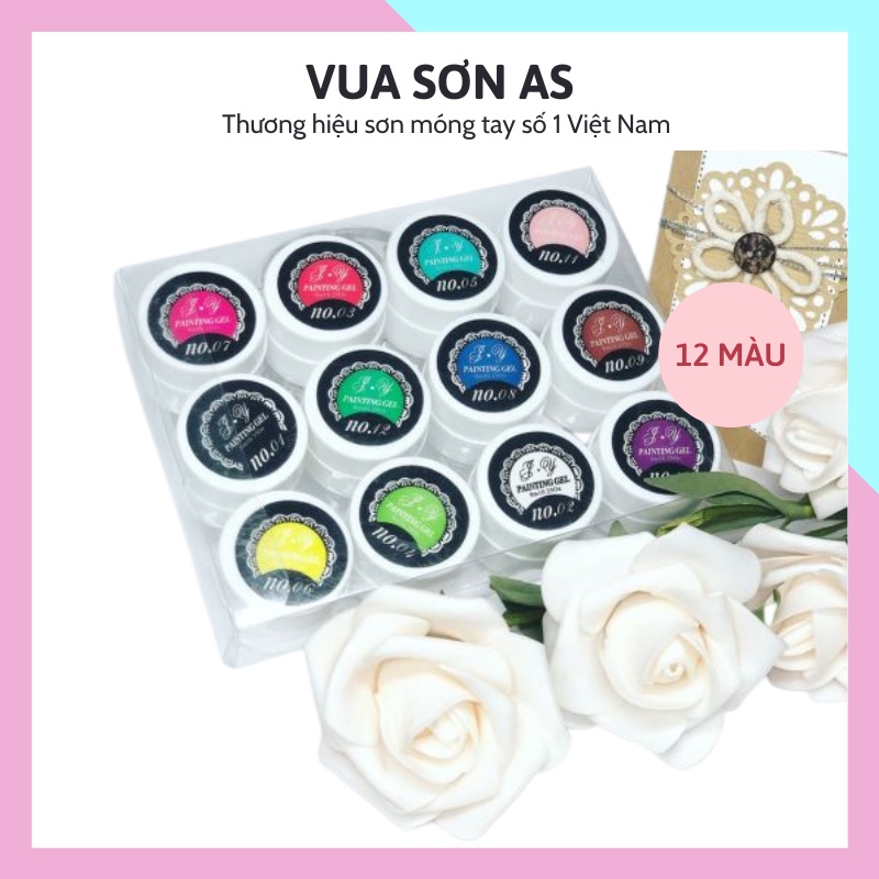 Sét gel vẽ móng tạo loang 12 màu cơ bản chuẩn đẹp phụ kiện nail giá rẻ VUA SƠN AS