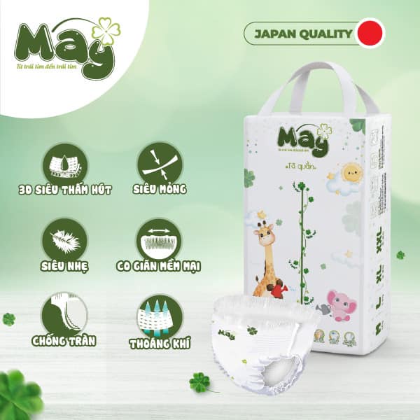 Tã Bỉm Mây Thấm Hút Chống Tràn Siêu Mỏng Nhẹ An Toàn Cho Bé 6 kg- 28 kg