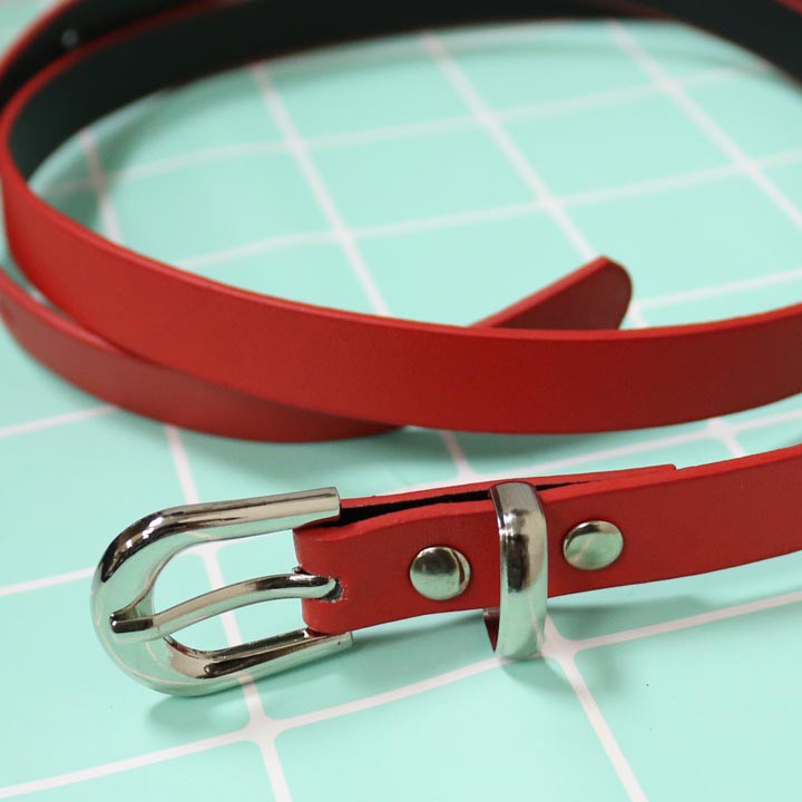 Thắt lưng nữ bản nhỏ khóa sắt trắng