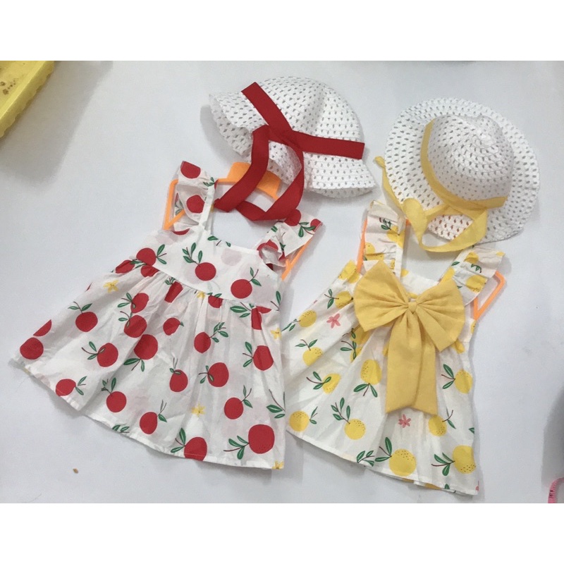 ( sét váy + mũ) Váy cho bé gái size từ 9 – 20kg, đầm bé gái dáng xòe thắt nơ dễ thương xinh xắn. Ảnh và video thật.