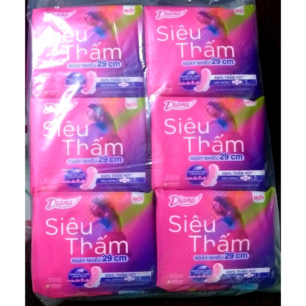 COMBO 6 GÓI DIANA NGÀY NHIỀU 29CM SIÊU MỎNG CÁNH - 200% THẤM HÚT