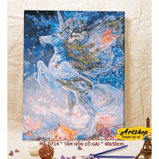 D714 Tranh tô màu theo số sơn dầu số hóa ARTSHOP đã căng khung sẵn và dầu phủ bóng