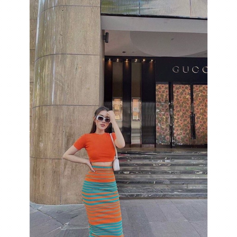 Set áo croptop chân váy bút chì đi tiệc đi chơi