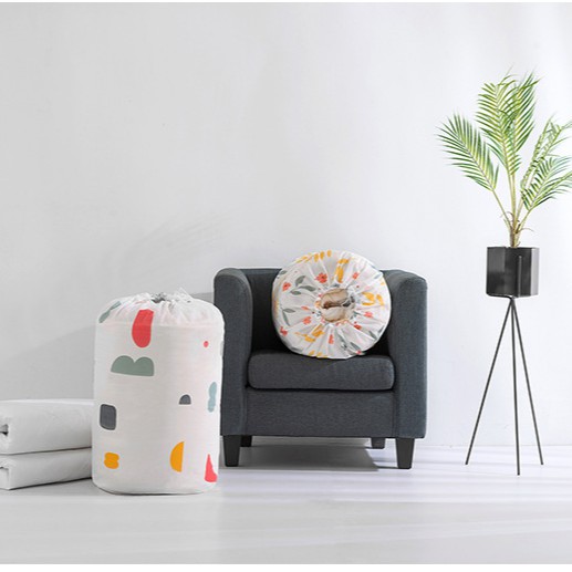 Túi Tròn Vải Chống Thấm Nước Đựng Chăn Màn Có Dây Rút Hình Trụ