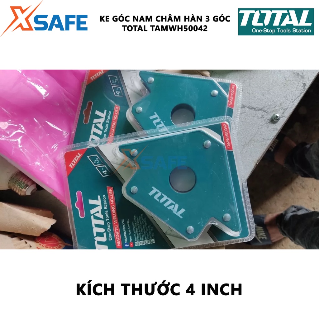 Ke góc nam châm TOTAL TAMWH50042 Ke nam châm hàn 3 góc Lực kéo 50 Lbs, 4 inch, Góc 45 °, 90 °, 135 °, - 30/T