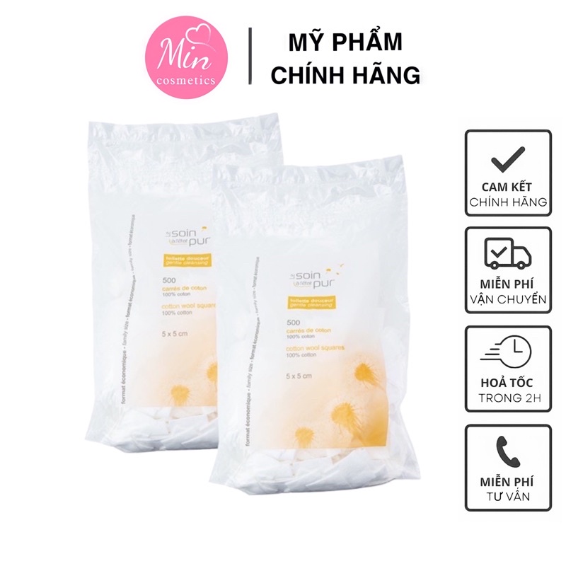 Bông Tẩy Trang Trum Ma Pháp - Bông Tẩy Trang Cotton 600 Miếng Le Soin De Toute La Famille