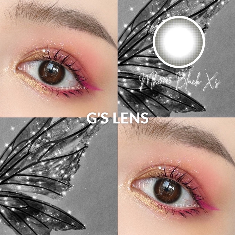 Lens Mắt Kính Áp Tròng Đen Trơn Size Xs Không Giãn 14mm Có 0 Đến 6 Độ MH3945 Black G'S LENS