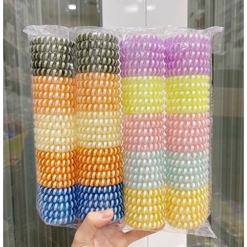 Combo 5 dây buộc tóc lò xo màu Pastel dễ thương sang trọng- Hàng 2 da siêu chắc