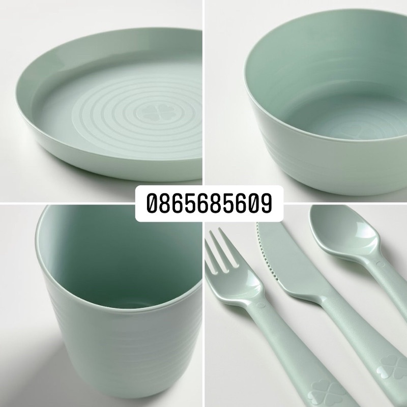 Bộ bát, cốc, đĩa, dao/dĩa/thìa ăn Ikea
