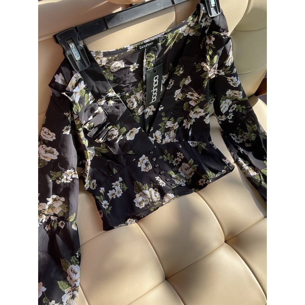 👚𝐀́𝐨 𝐯𝐨𝐚𝐧 𝐭𝐚𝐲 𝐛𝐨̂̀𝐧𝐠 𝐜𝐡𝐢𝐟𝐟𝐨𝐧 𝐁𝐨𝐨𝐡𝐨o👚 họa tiết Vintage cổ điển, sang trọng, chất voan hoa, dễ phối đồ, mặc mát