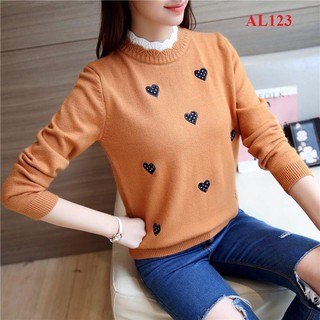 ÁO LEN HỌA TIẾT HÌNH TRÁI TIM