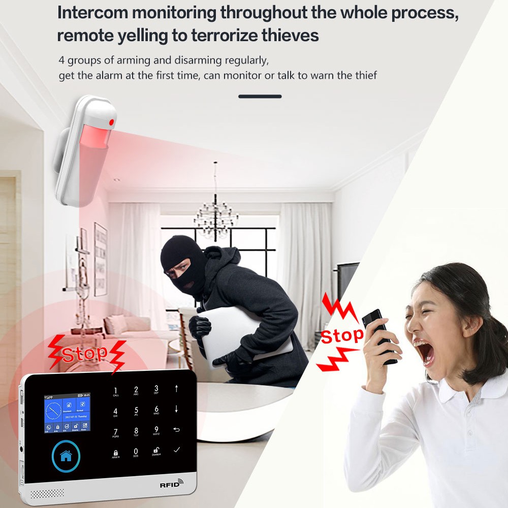 Tuya Hệ Thống Báo Động Wifi + Gsm Gprs Điều Khiển Từ Xa Báo động an ninh thông minh