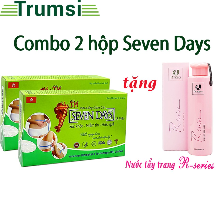 [Combo 2 hộp] Viên uống giảm cân nhanh Seven Days - Tặng Nước Tẩy trang
