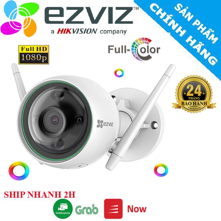 Camera Wifi EZVIZ Ngoài Trời C3N 2.0MP 1080P có màu ban đêm, tích hợp tính năng AI,phát hiện chuyển động -Bảo hành 24TH