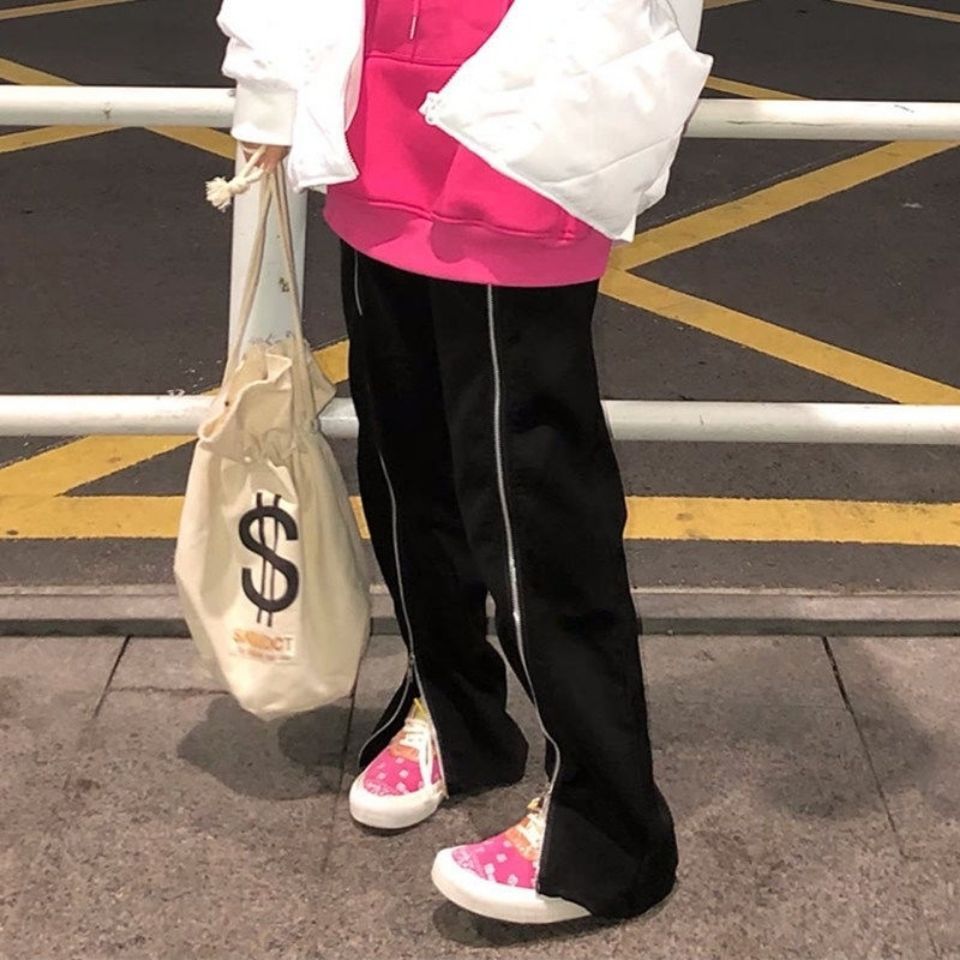 quần ống rộng Lưng Cao Phối Khóa Kéo Phong Cách Hàn Quốc Cho Nữ | BigBuy360 - bigbuy360.vn