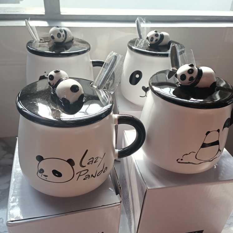 Cốc sứ, cốc cafe có nắp hình gấu trúc dễ thương,,quà tặng, hỗ trợ gói quà tặng cho người thương