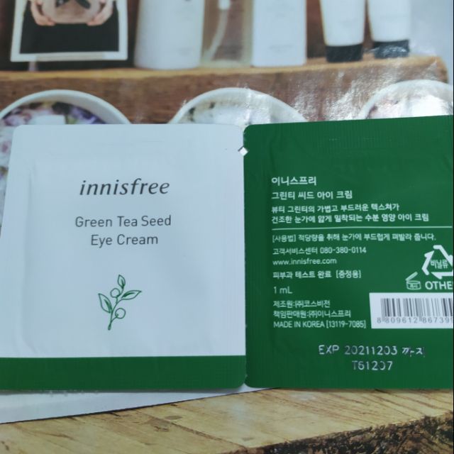 [mới] kem xóa nhăn thâm mắt mầm trà tươi Innisfree Sample 1ml