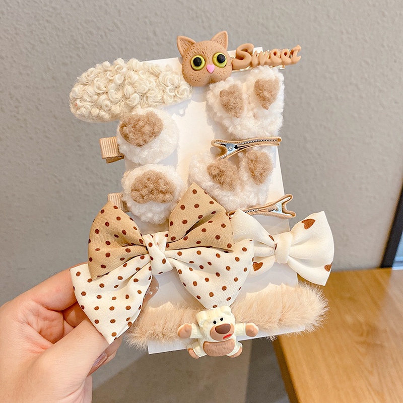 Kẹp Tóc Lông Nhung Dễ Thương Xinh Xắn Thời Trang Nhật Hàn Cho Bé Gái