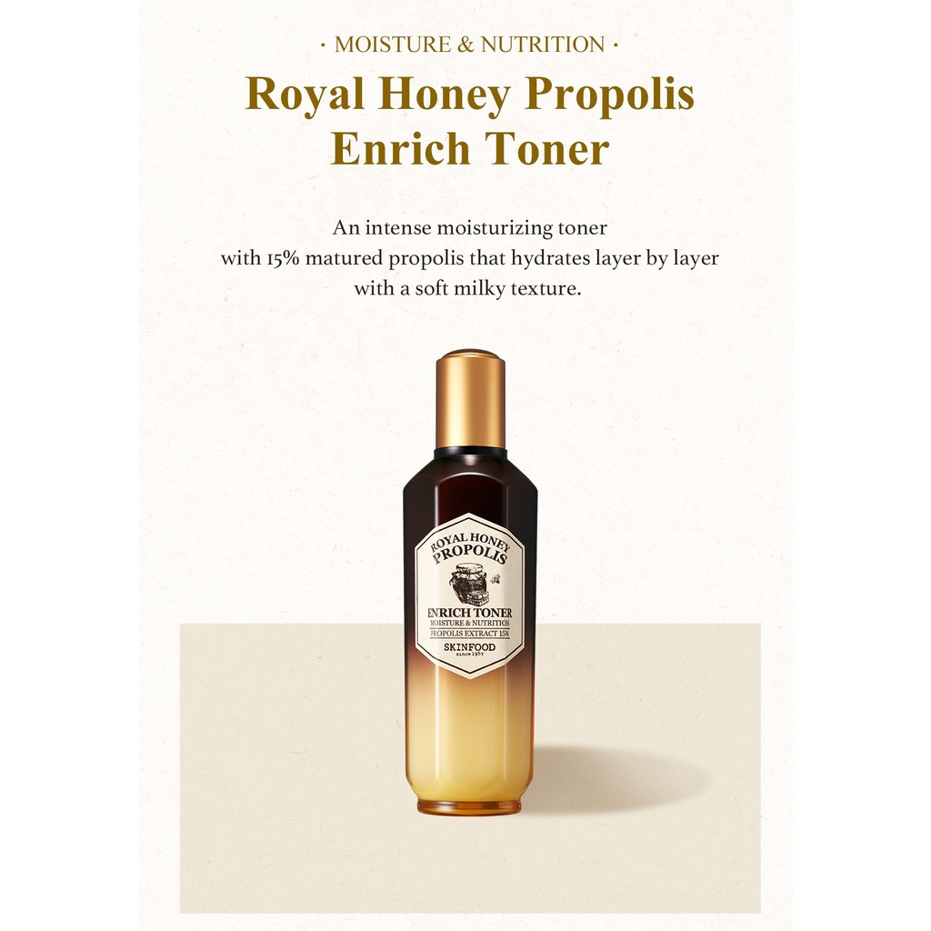 [SKINFOOD] Royal Honey Propolis Skin Toner 160ml / Moisturizing &amp; Stregthening Barrier / Glossy and Healthy Skin / Nourishing