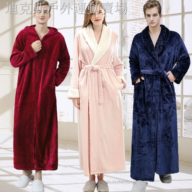 Áo Choàng Tắm Dáng Dài Vải Flannel Lông Cừu San Hô Thời Trang Mùa Đông Cho Nữ