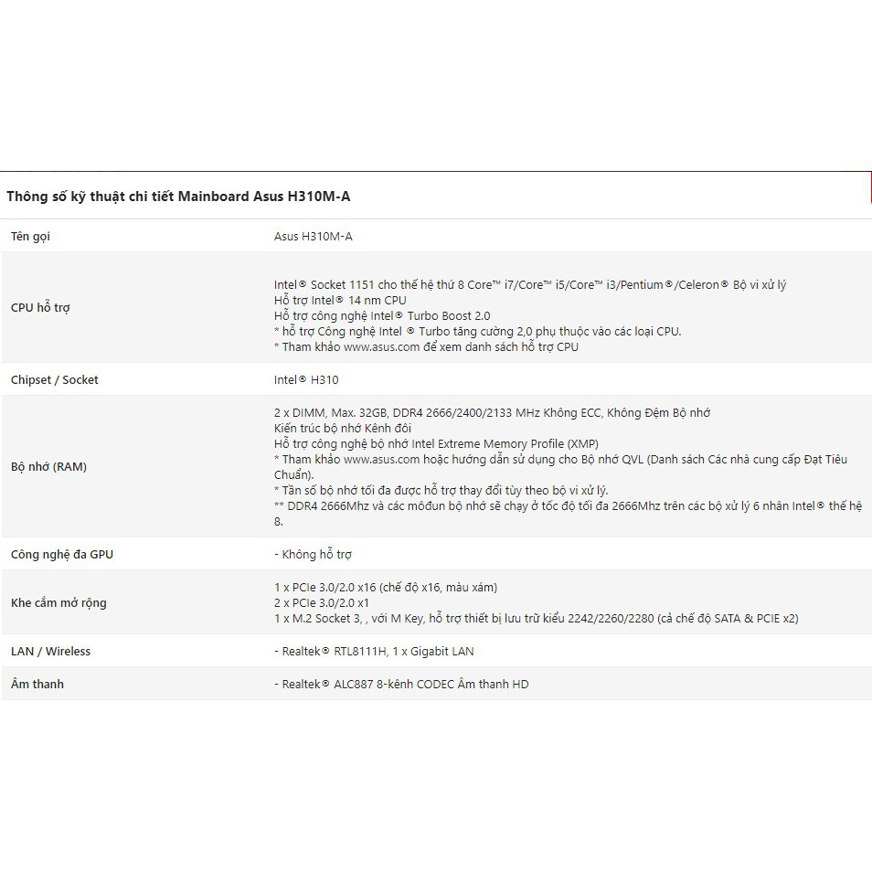 Mainboard Asus H310M-A