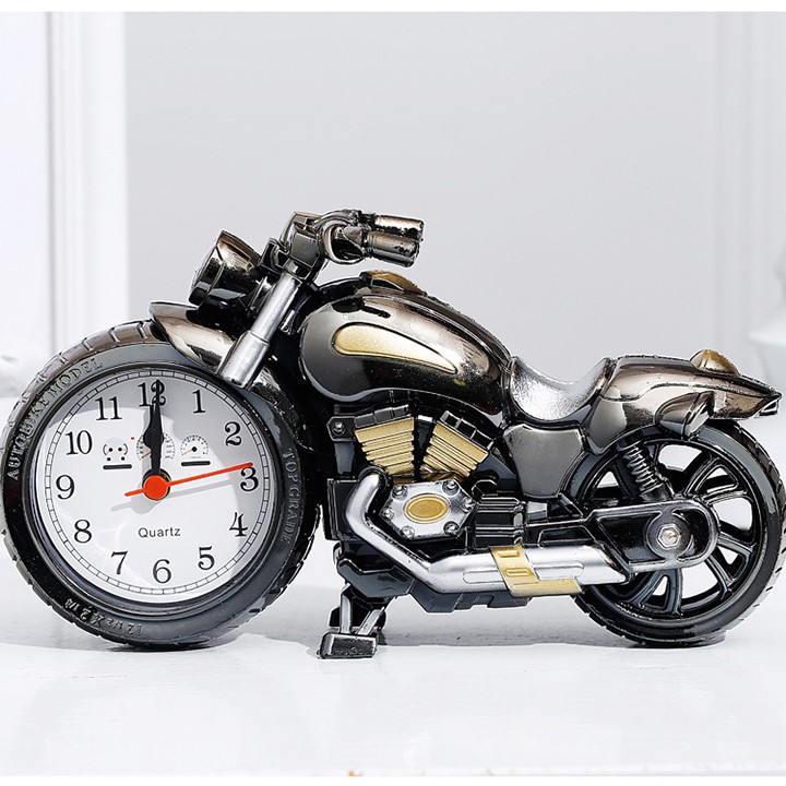 Đồng hồ để bàn De'cor hình mô tô xe máy mạ vàng bạc