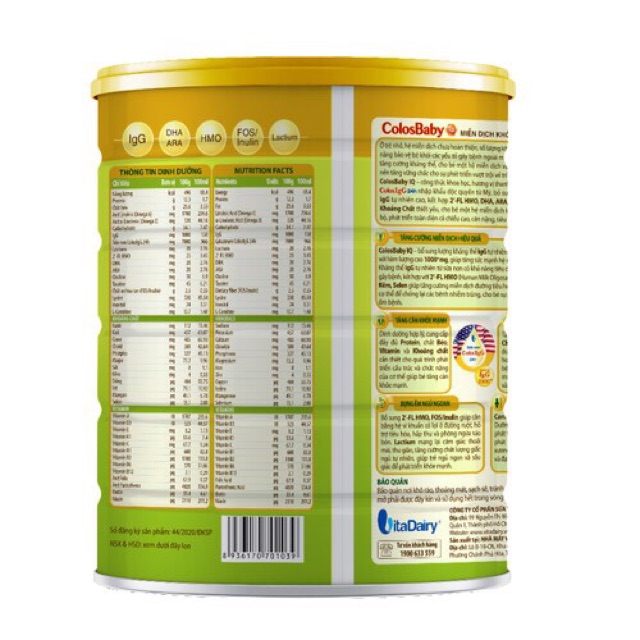 Sữa ColosBaby IQ gold 800g