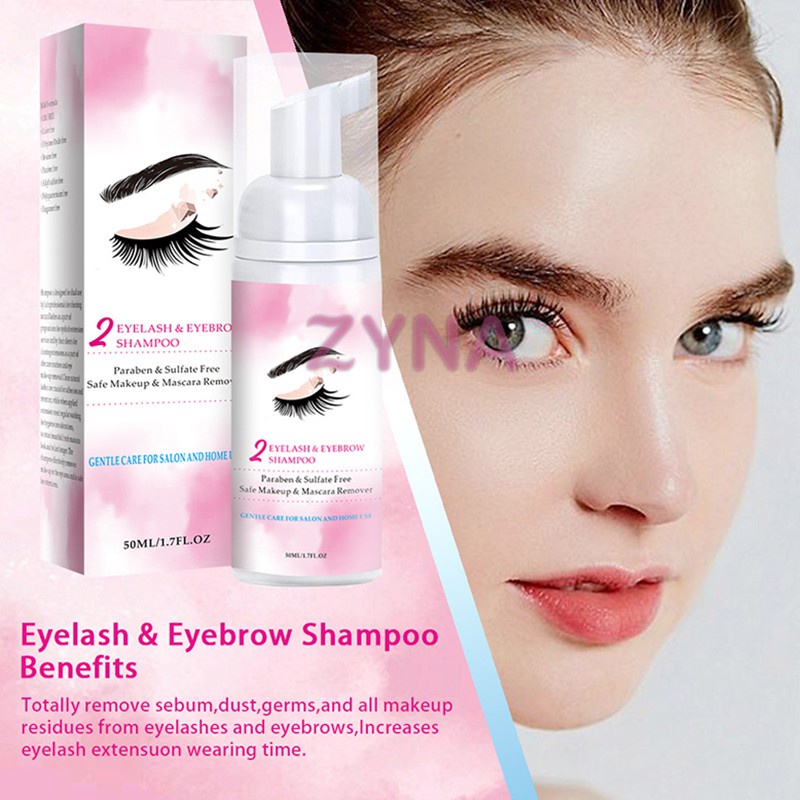 Ready Stock 2in1 Eyelash Mousse Cleaning Foam Eyelash Extensions Cleaner No Stimulating Shampoo