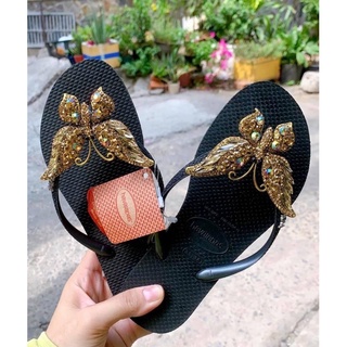 Dép Lào  Charm Bướm Màu Gold Hình ảnh thật + Clip thật