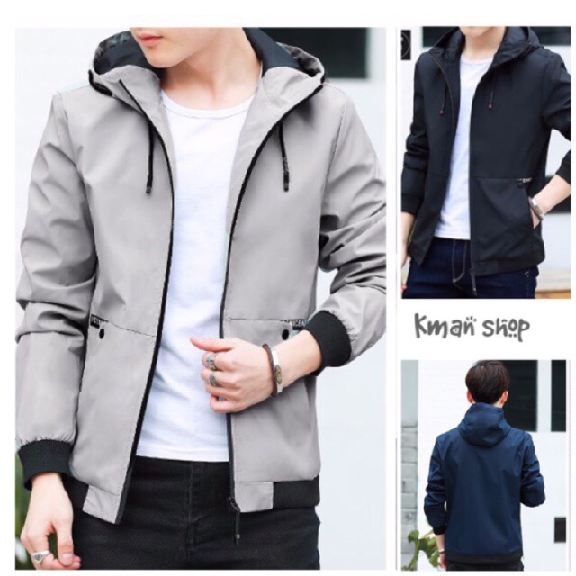 Kman_ Áo khoác dù chống nắng phối nón ( nhiều màu )