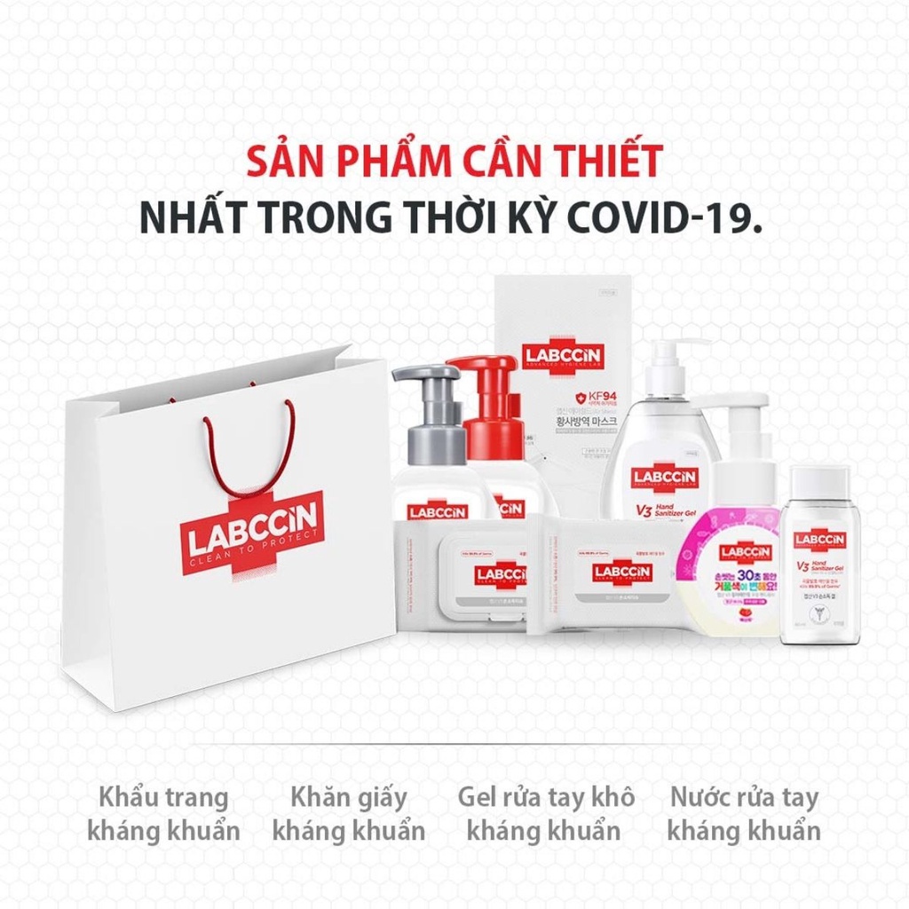 Nước rửa tay tạo bọt thay thế LABCCiN V3 Hàn Quốc sạch khuẩn, an toàn từ thiên nhiên dạng túi (200ml)