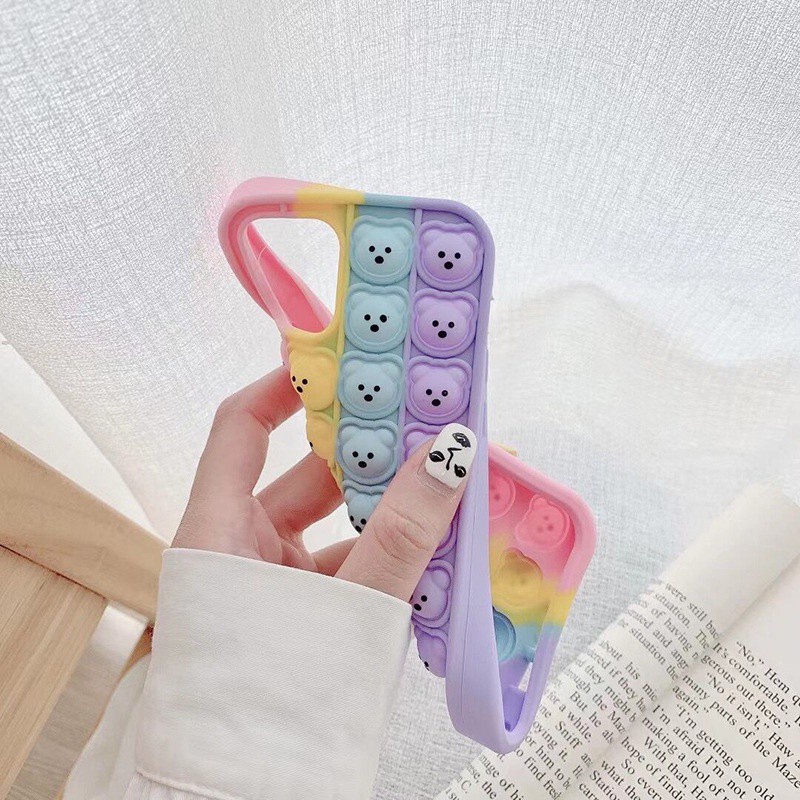 Ốp Điện Thoại Silicon Dẻo Họa Tiết Gấu &amp; Cầu Vồng Dễ Thương Cho For iPhone 11 12 Pro 7 8 Plus X Xr Xs Max