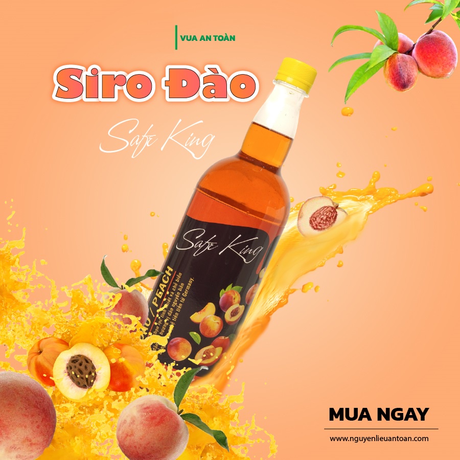 Siro Đào SAFE KING 1 Lít Vua An Toàn Pha Trà Đào, Hương Vị Đậm Đà, Vị Ngọt Tự Nhiên