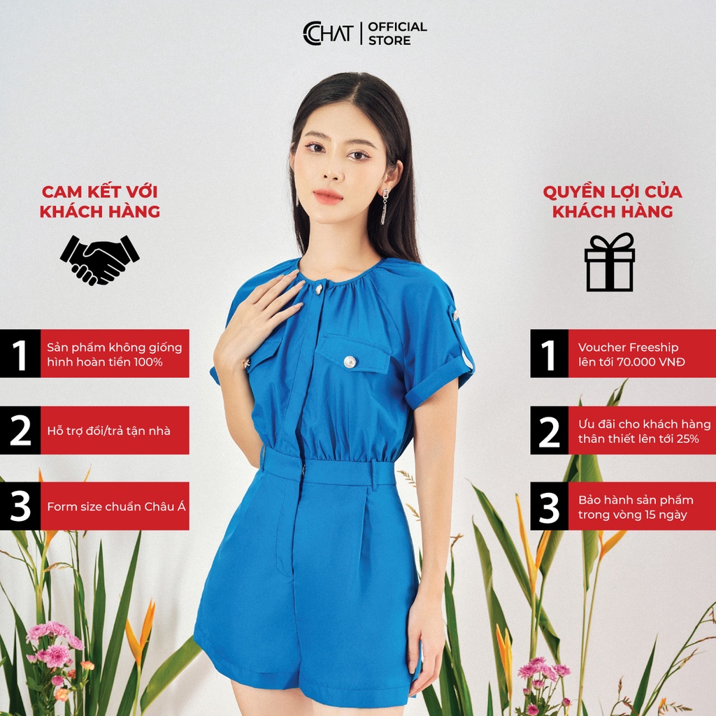 Jumpsuit Nữ 𝐂𝐂𝐇𝐀𝐓 Cổ Tròn Tay Jalag Chất Thô Cao Cấp Phong Cách Trẻ Trung 12JDT2001AT P1005267