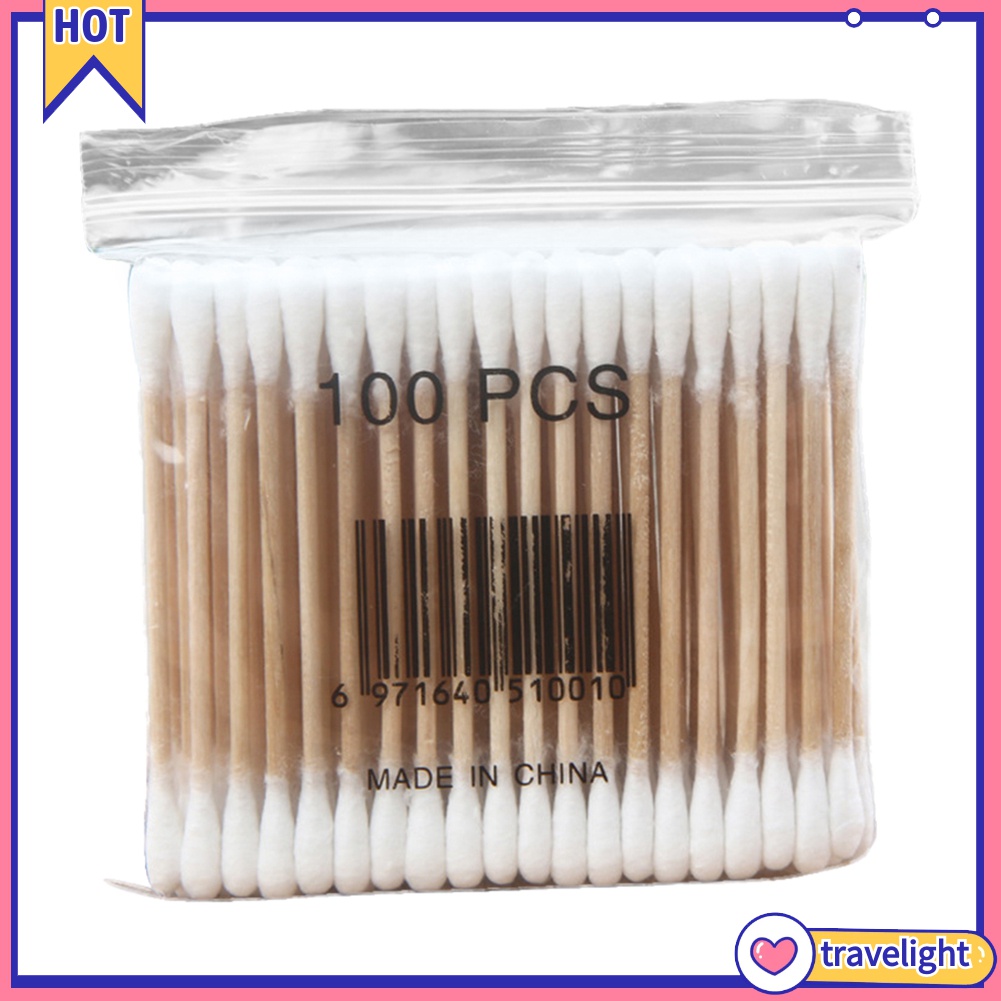 [Hàng mới về] Túi 100 tăm bông thân gỗ đa năng