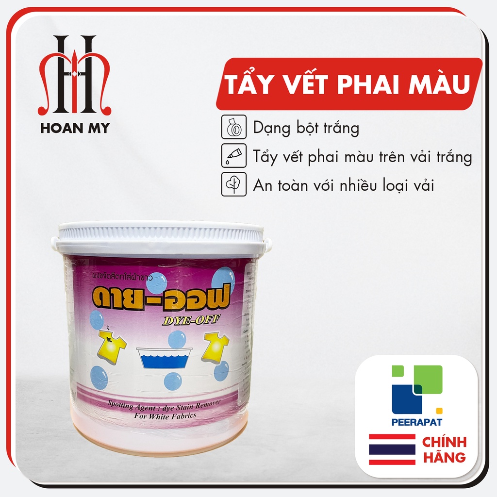 [Mã giảm 10% đơn 99K] Chất Tẩy Vết Bẩn Trên Vải Trắng, Tẩy Vết Phai Màu Dye Out/ Dye Off Peerapat Thái Lan 500g/ 3kg