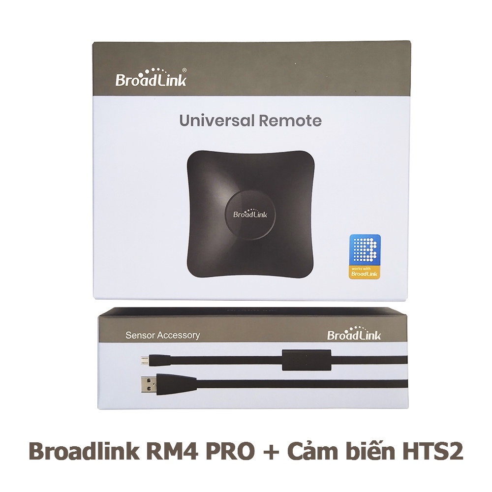 Bộ điều khiển từ xa Broadlink RM4 PRO và cảm biến nhiệt độ độ ẩm HTS2 phiên bản quốc tế Universal Remote IR RF