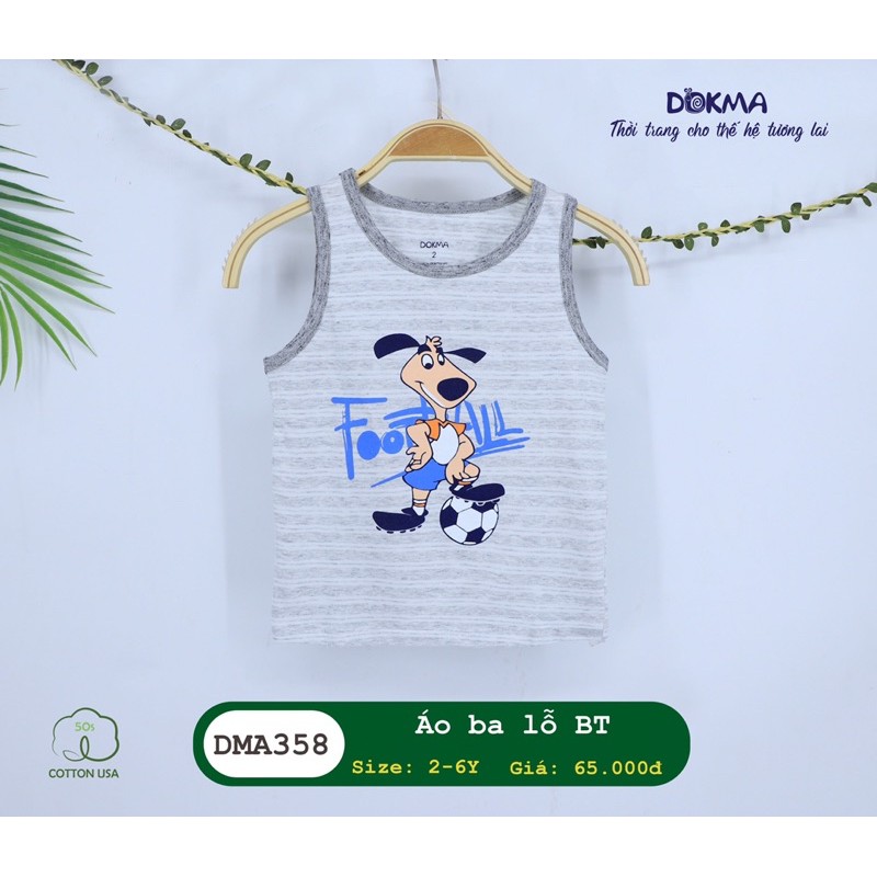 [FREESHIP] Áo ba lỗ/ 3 lỗ cotton bé trai 2-6 tuổi DOKMA in hình đáng yêu DMA358