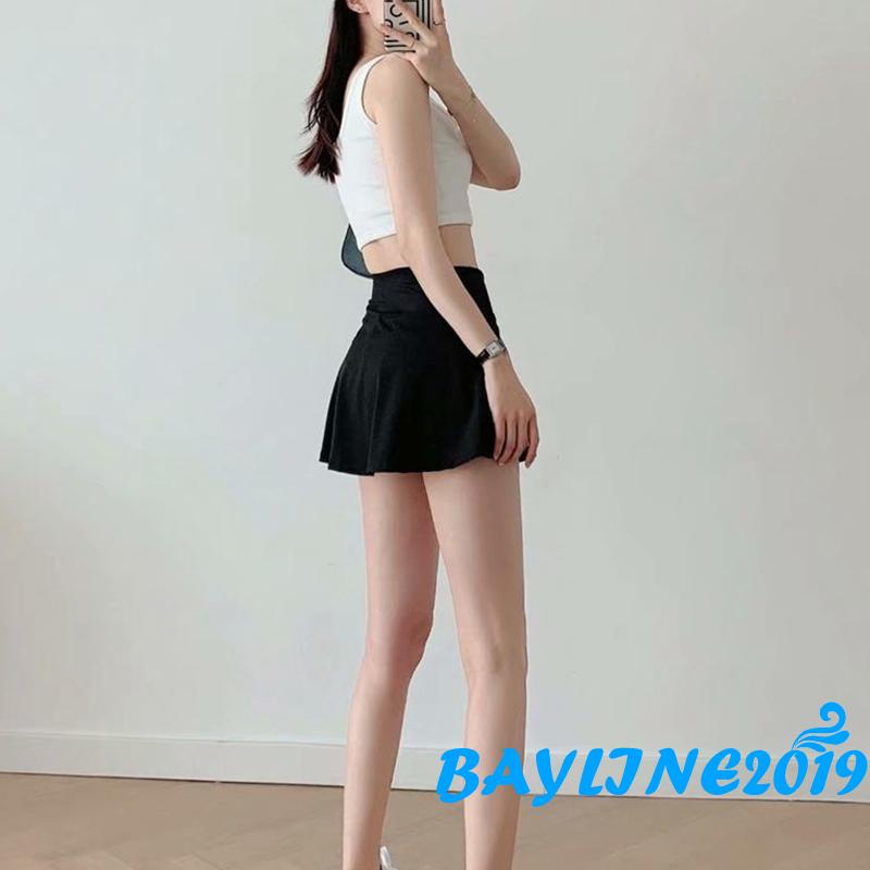 Chân Váy Tennis Lưng Cao Màu Trơn Xẻ Tà Thời Trang Cho Nữ