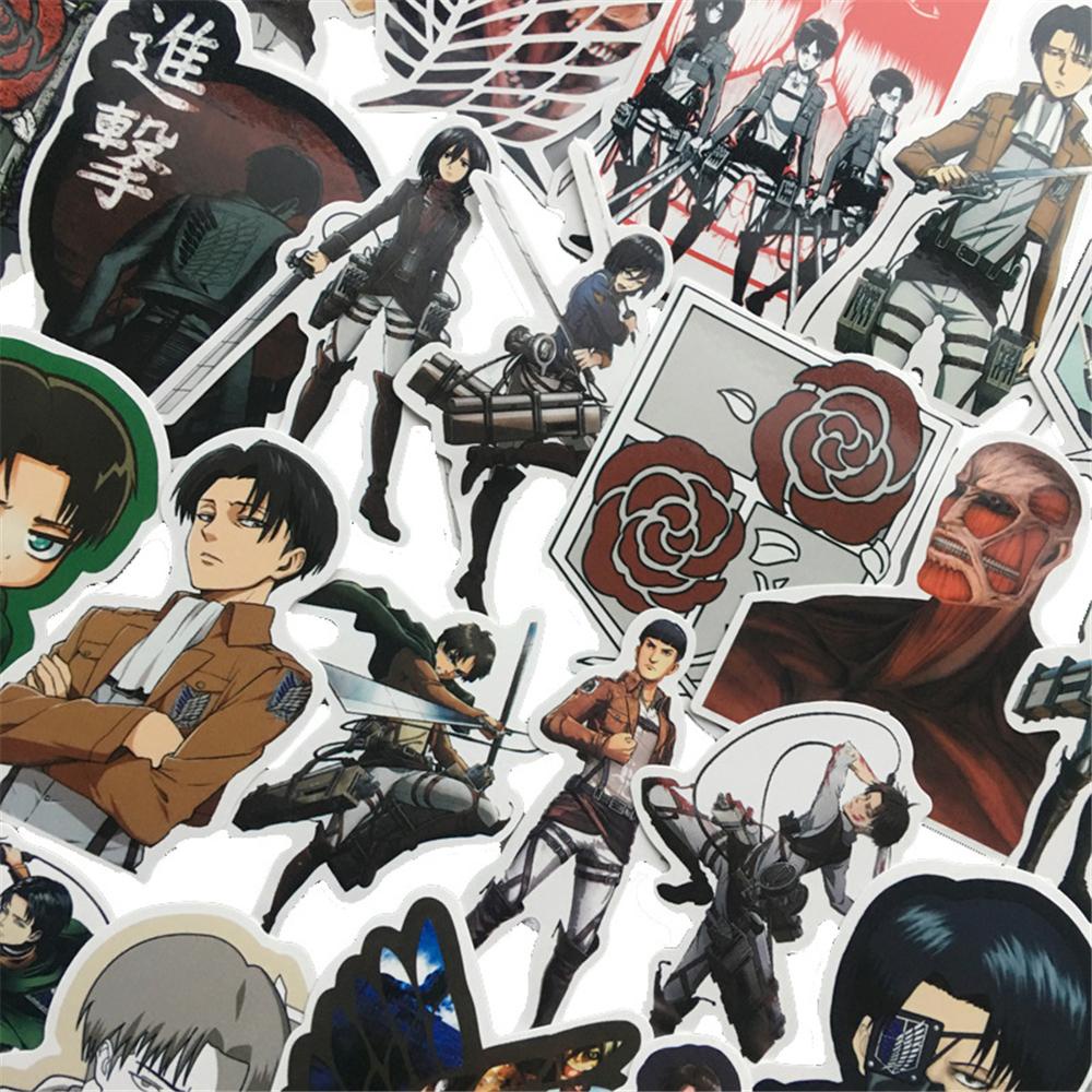 Sticker Hoạt Hình Anime Attack on Titan Bằng PVC Trang Trí Laptop Ván Trượt