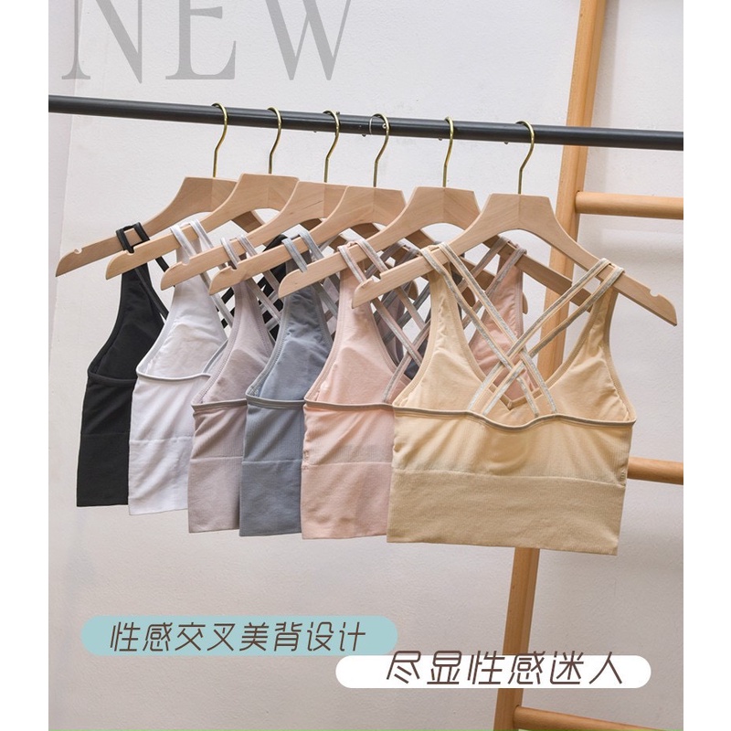 Áo bra dệt kim phù hợp cho thể thao, Gym, Yoga co giãn 4 chiều, có mút lót đẹp - Bra 4 dây