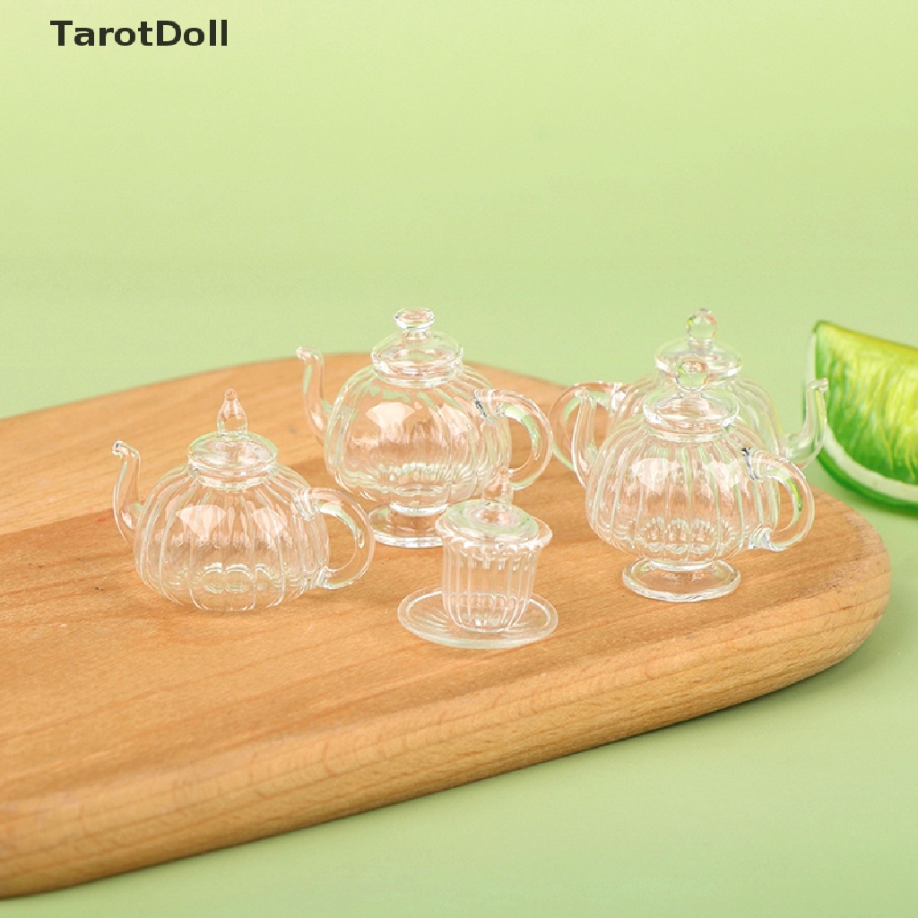 Bình Trà Thủy Tinh Mini Đế Phẳng Trang Trí Nhà Búp Bê Tỉ Lệ 1: 12