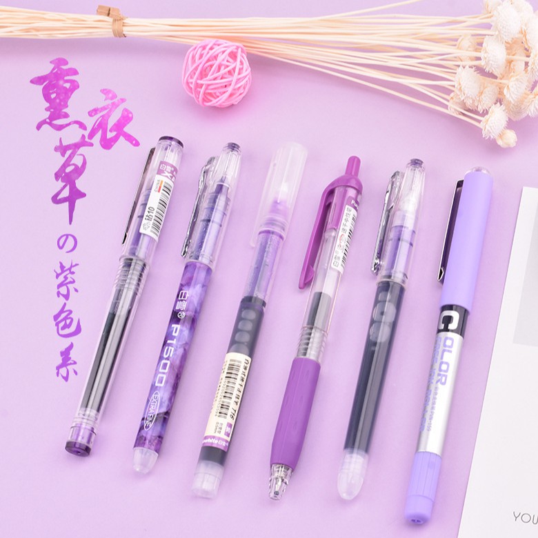 Set 6 bút máy bút nước mực tím mực đen