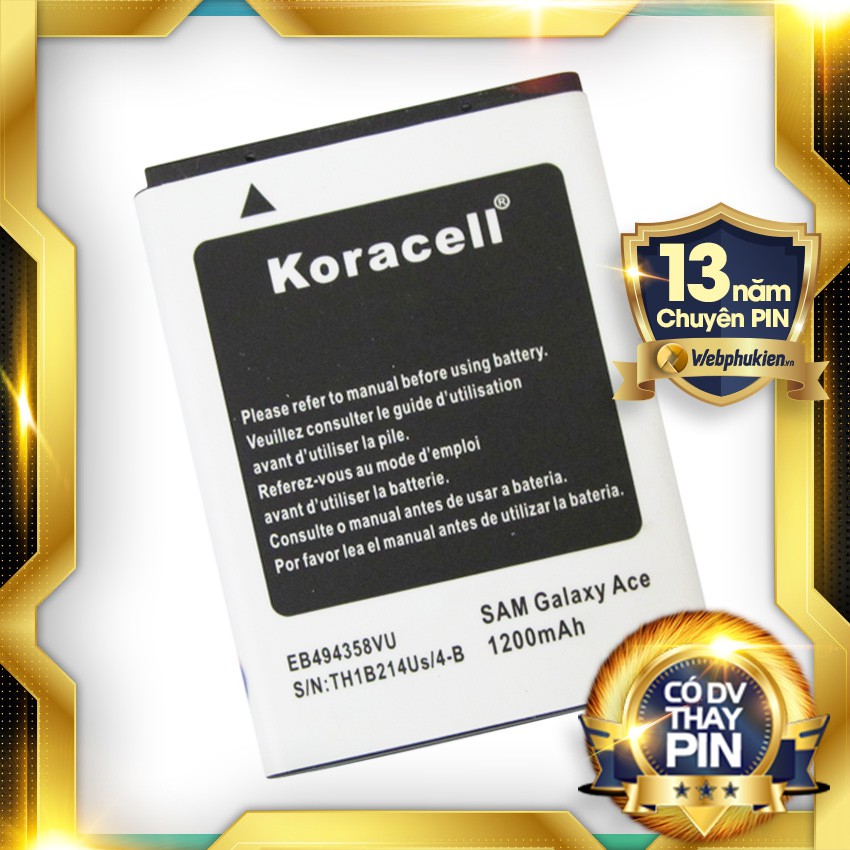 Pin Zin cho Samsung Galaxy Ace (S5830) - 1200mAh hiệu Koracell