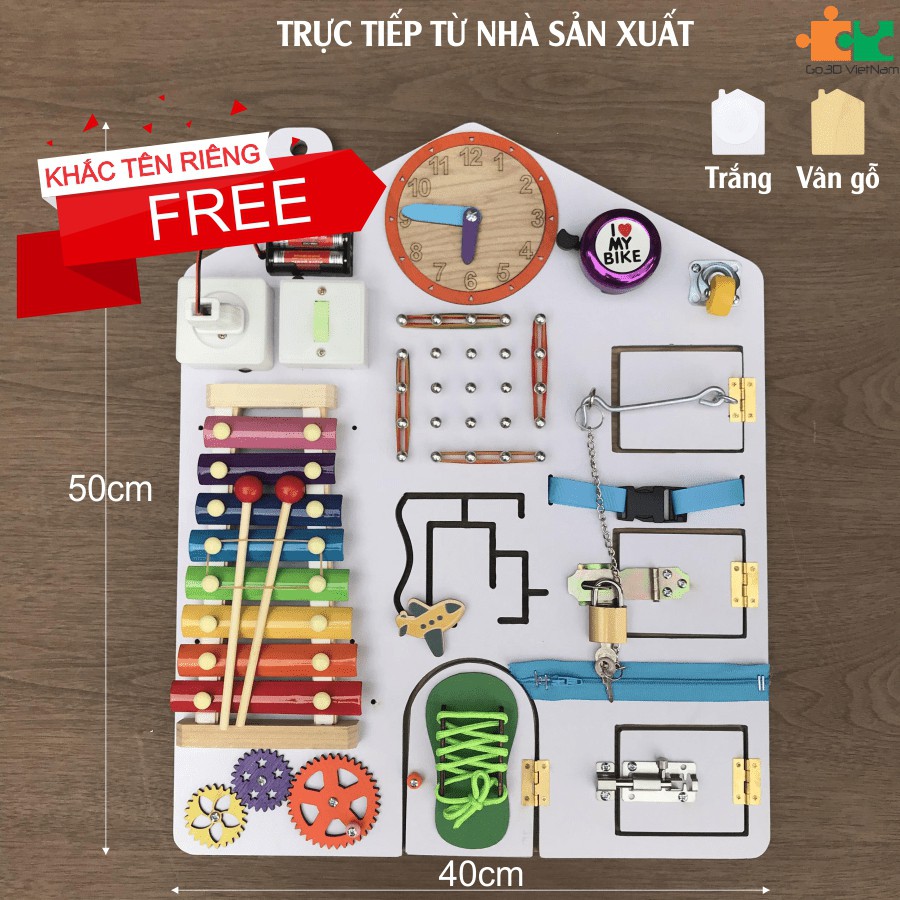 Bảng bận rộn-Busy board-Khắc tên riêng miễn phí cho bé