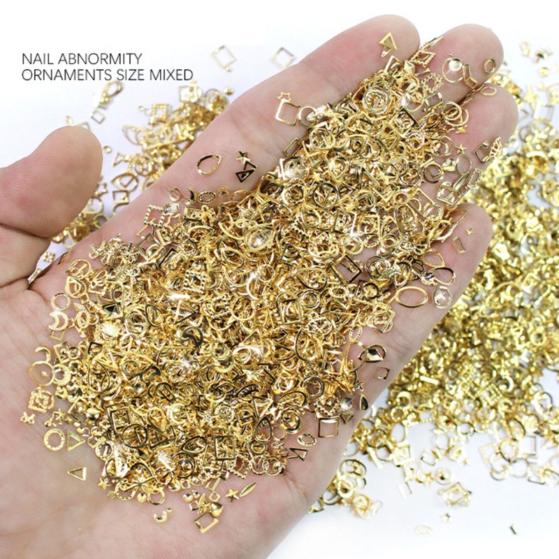 Set 500 Phụ Kiện Trang Trí Móng Tay Nghệ Thuật Hình Trăng Sao Chất Liệu Hợp Kim