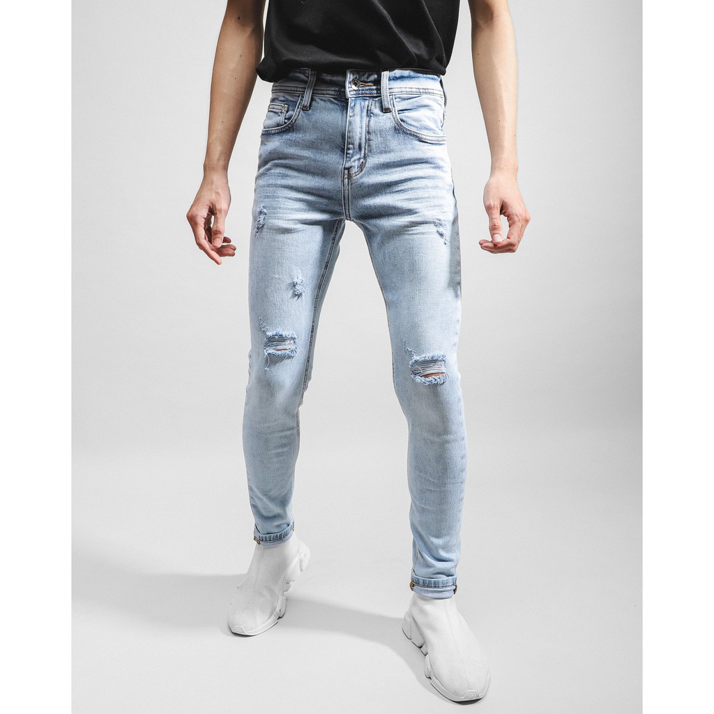 Quần jeans ZARA xanh rách skinny 201001 TuanStore