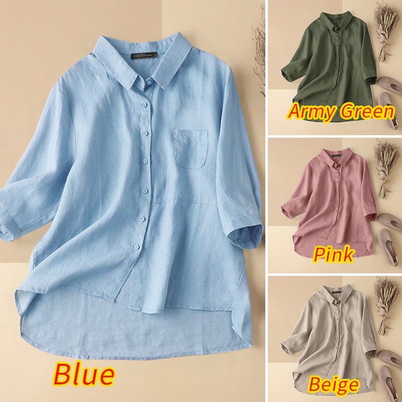 Áo sơ mi nữ tay lửng 3/4 Zanzea thời trang cá tính